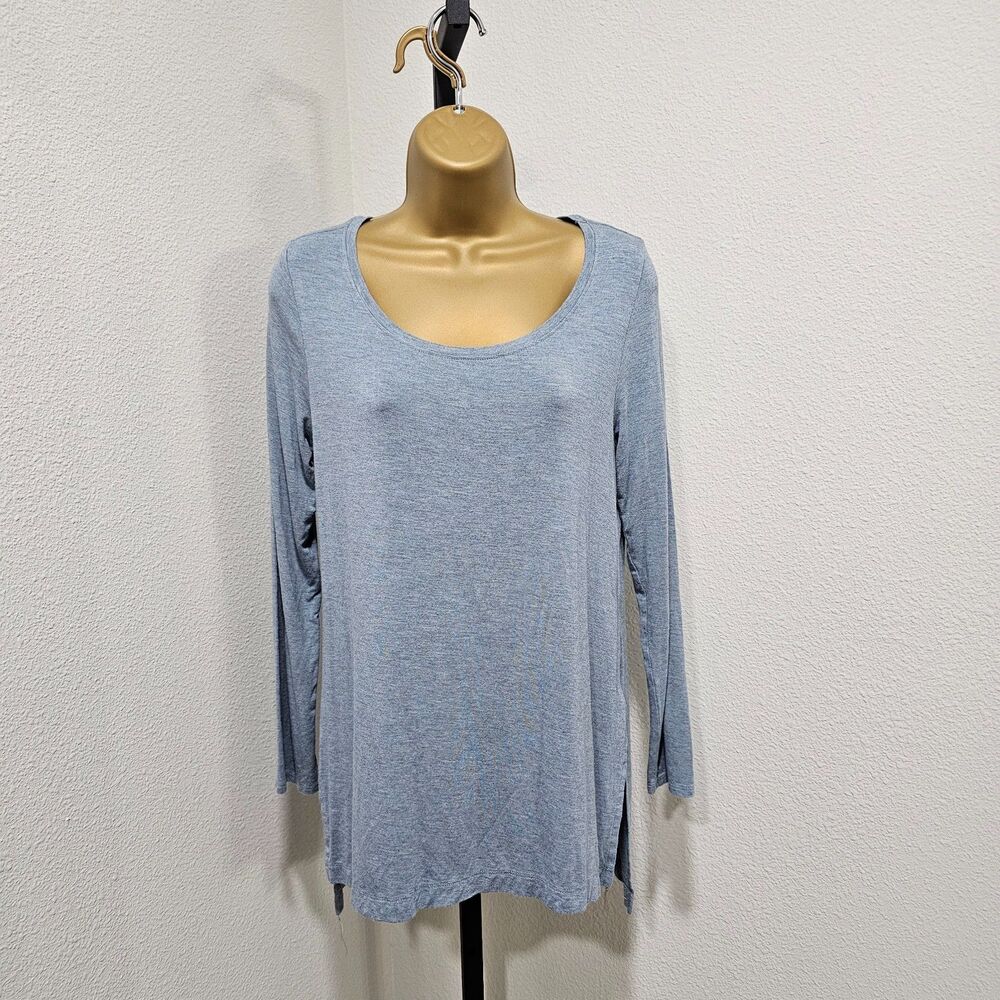 Long Sleeve Tee T Shirt Womens Medium Paraphrase Blue Modal Spandex Silky Soft